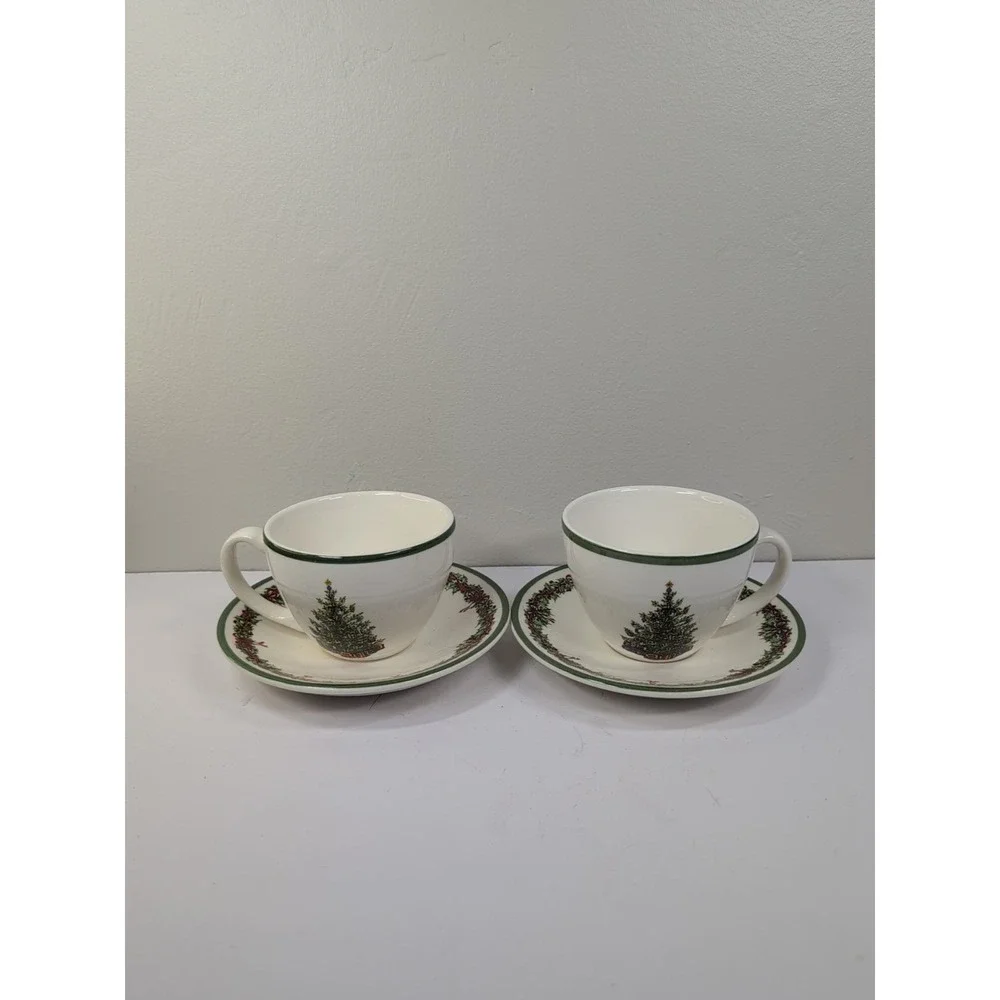 Christopher Radko Holiday Traditions Christmas Tree‎ Teacups And Saucers